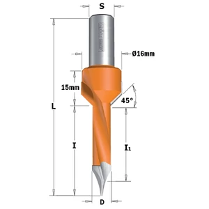 CMT Átmenő sorozatfúró süllyesztővel, D=5-10; L=70; S=10