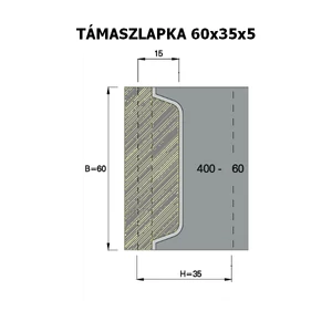 OMAS 5 mm-es támaszlapka az ART 400-as szerszámokhoz; 60x35x5