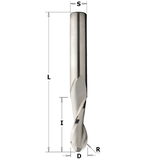 CMT Tömör keményfém gömbölyű hegyű spirálmaró, D=3,18-19; S=6-19,05