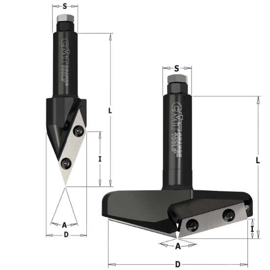 CMT Keményfém cserelapkás V nútmaró, D=33-96; A=45°-150°