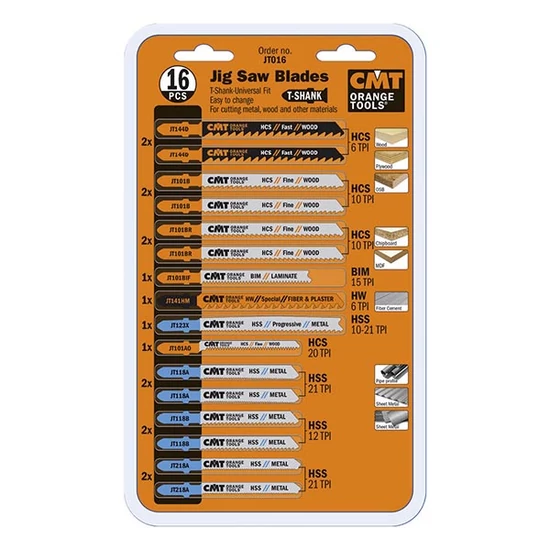 CMT 16 darabos ipari dekopír fűrészlap készlet minden anyaghoz