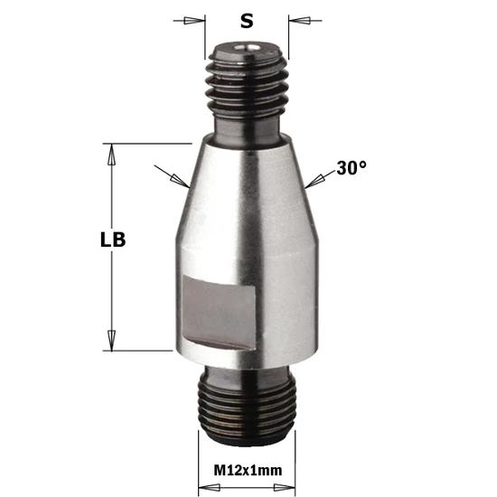 CMT Menetes szárú befogó adapter cserélhető szerszámhoz M12x1; S=M10/30°