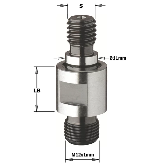 CMT Menetes szárú befogó adapter cserélhető szerszámhoz M12x1; S=M10/11x4