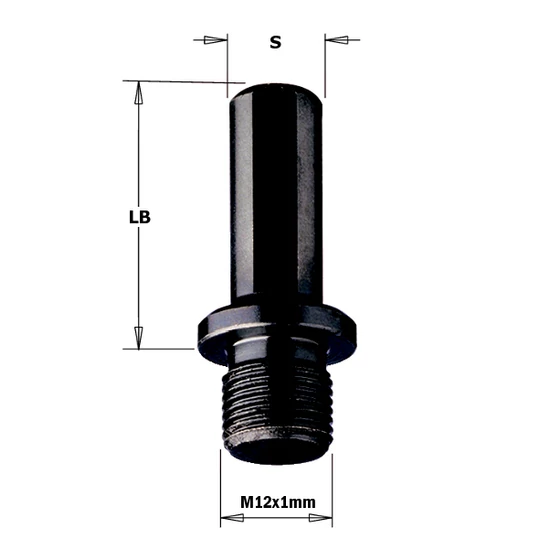 CMT Lapolt szárú befogó adapter cserélhető szerszámhoz M12x1; S=10