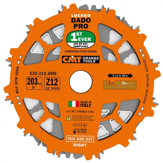 CMT ipari speciális DADO PRO szett, D=203x30; Z=12