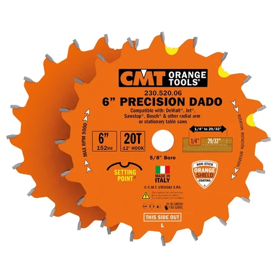CMT Speciális 6"-os DADO szett; D=152x15,87; Z=20