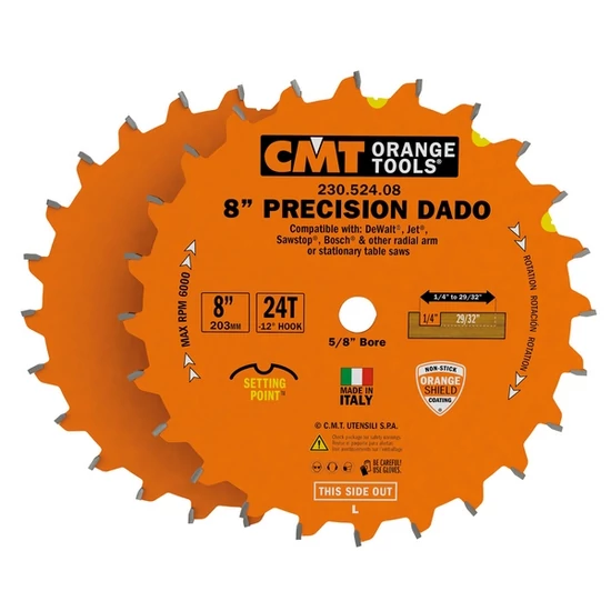 CMT Speciális 8"-os DADO szett; D=206x15,87; Z=24
