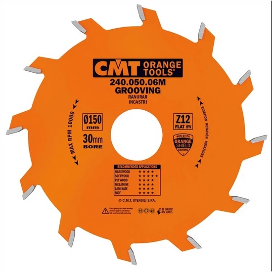 CMT Ipari horonyvágó körfűrésztárcsák 2-6 mm-ig; D=150/180; B=30/35