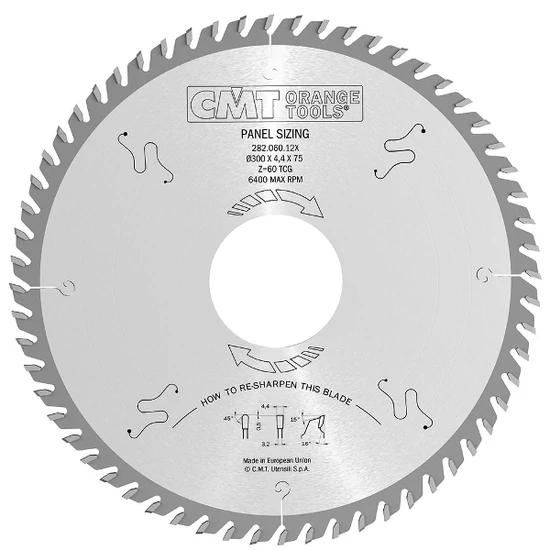 CMT Ipari és XTREME körfűrésztárcsa táblafelosztó gépekhez; D=300-550;  B=30-100; Z=60-108