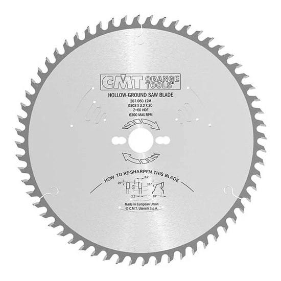 CMT holkeres körfűrésztárcsa bútorlaphoz és finom vágásokhoz; D=160-303; B=20/30; Z=34-60