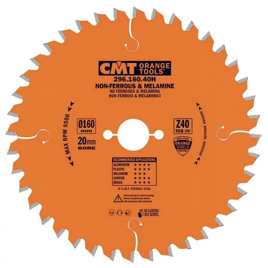 CMT Ipari színesfém és bútorlap vágó fűrésztárcsa negatív élszöggel; D=120-235; B=20-30; Z=36-80