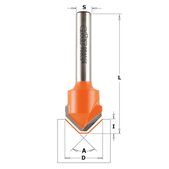 CMT Keményfém lapkás ALUCOBOND® maró,  A=90°-135°; S=6-8