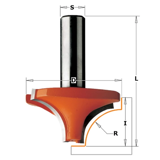 CMT Keményfém lapkás gömbölyítő maró, R=5-12,7; S=6,35