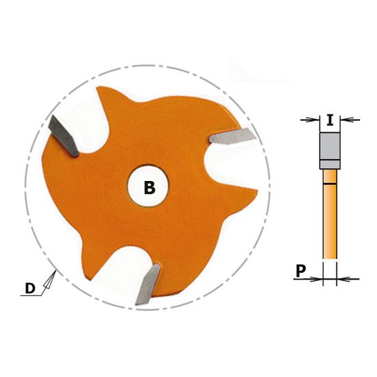 CMT Keményfém lapkás nútmaró tárcsa, 822-es sorozat, I=1,5-6,4; B=8