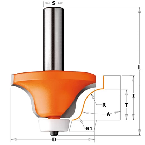 CMT Keményfém lapkás gömbölyítő maró kemény akril lapokhoz, S=12-12,7