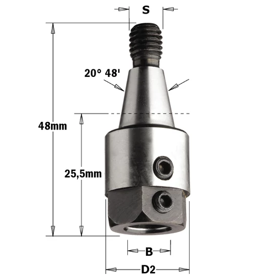 CMT Sorozatfúró tokmány, B=8-10; S=M8/20° 48'