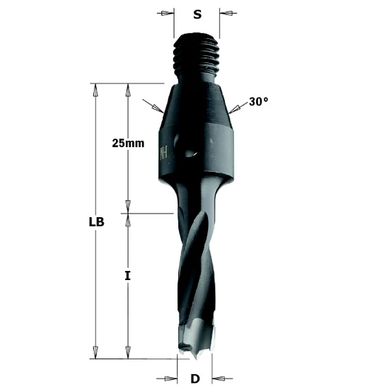 CMT Sorozatfúró menetes szárral, D=5-12; LB=55-75; S=M10