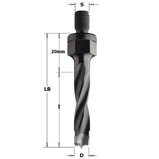 CMT Sorozatfúró menetes szárral, D=5-12; LB=63; S=M8