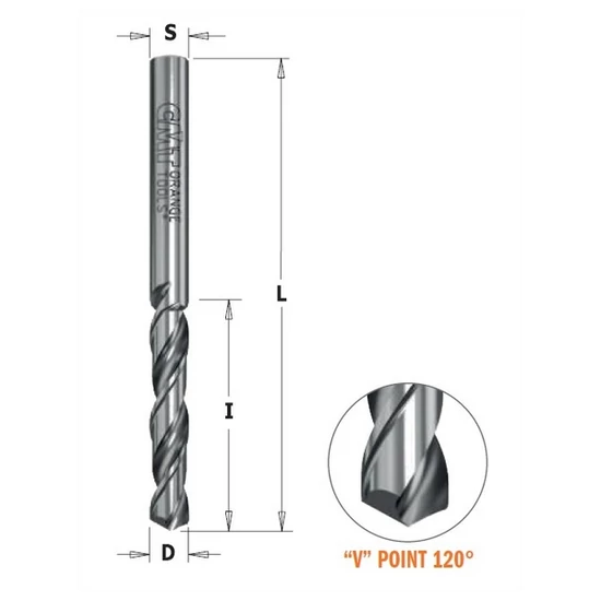 CMT Tömör keményfém spirálfúró 120°-os éllel, D=2-5; L=50-60;