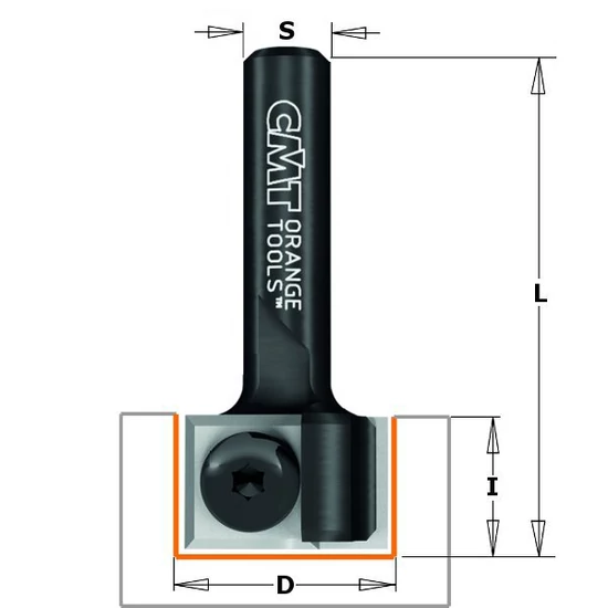 CMT Keményfém cserelapkás nútmaró, D=19x12, S=8