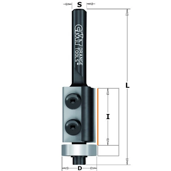 CMT Keményfém cserelapkás másoló marószerszám csapággyal, D=19x12; S=6-8