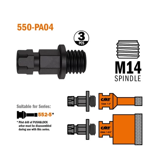 CMT M14-es menetű adapter 552-5 körkivágókhoz (3db)