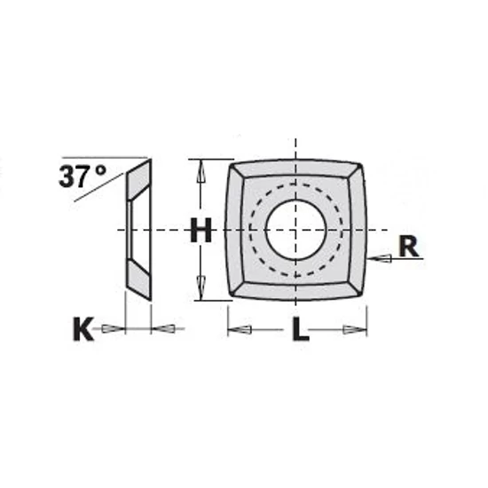 01. P+ Keményfém cserelapka 15x15x2,5 mm, R95, 37 °