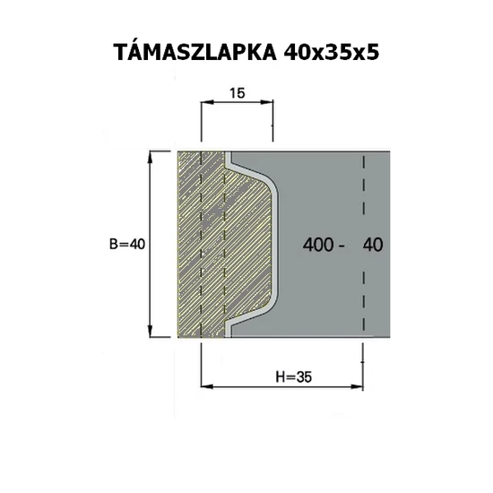 OMAS 5 mm-es támaszlapka az ART 400-as szerszámokhoz; 40x35x5