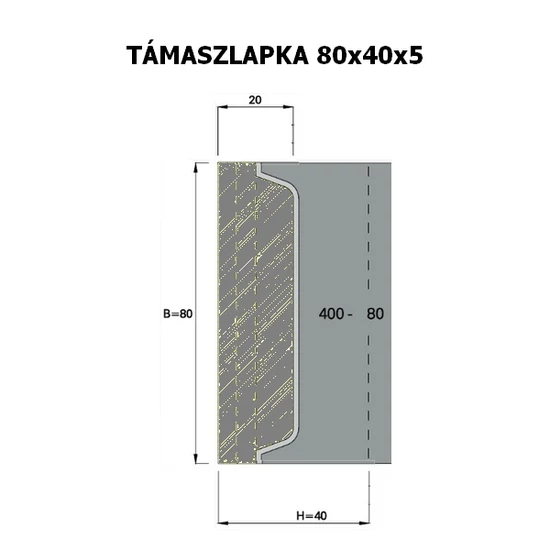 OMAS 5 mm-es támaszlapka az ART 400-as szerszámokhoz; 80x40x5