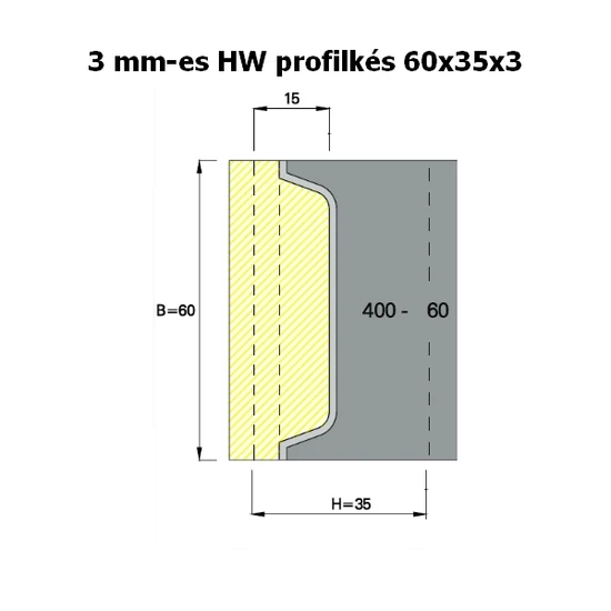 OMAS 3 mm-es keményfém cserelapka az ART 400-as szerszámokhoz; 60x35x3