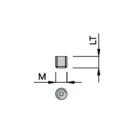 OMAS belső kulcsnyílású hernyócsavarok M2,5-M5; LT=2,5-5