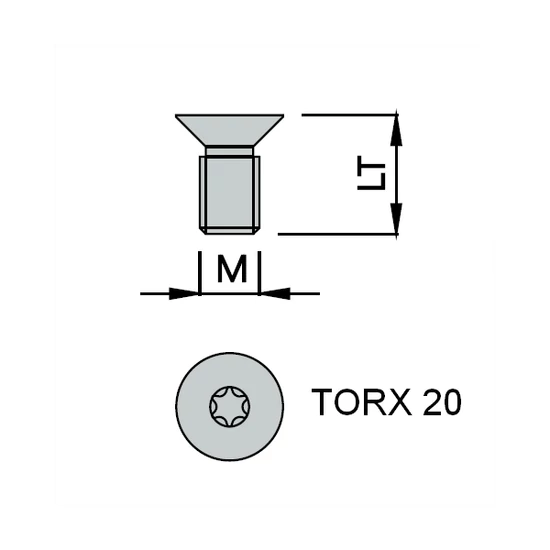 OMAS süllyesztettfejű tövigmenetes csavar M5x10