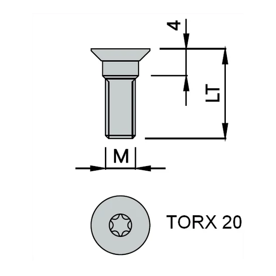 OMAS süllyesztettfejű csavarok M5; LT=10-15