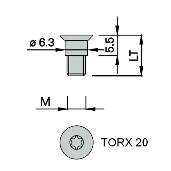OMAS süllyesztettfejű csavar M5x12