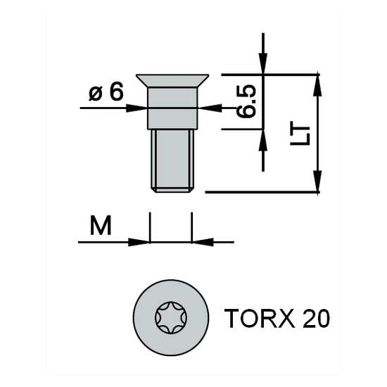 OMAS süllyesztettfejű csavar M5x14