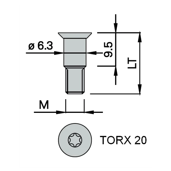 OMAS süllyesztettfejű csavar M5x16