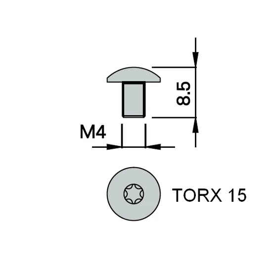 Omas félgömbfejű csavar M4x8,5