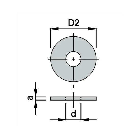 OMAS csavar alátét D=13-15; a=0,1-1; d=5,25-6,5
